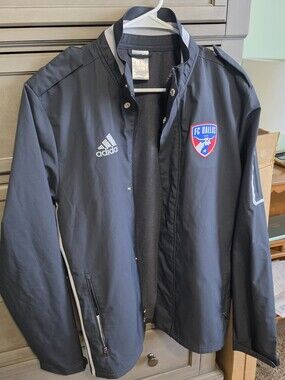 adidas Men's Black FC Dallas Lightweight Jacket with White Trim